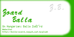 zoard balla business card